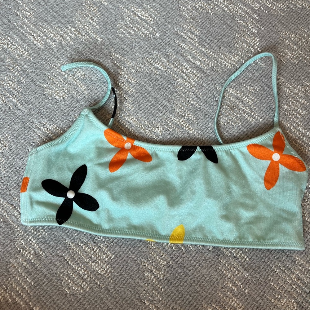 Triangl bikini top teal flowers